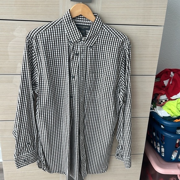 Banana Republic Other - Banana Republic Men's Brown and White checkered Shirt L